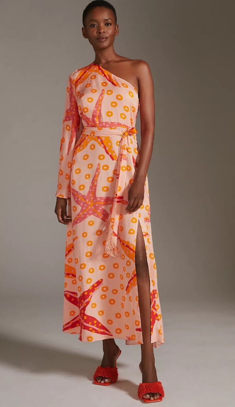 NWT Farm Rio x Anthropologie One-Shoulder Starfish Maxi Dress